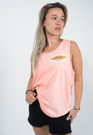 VINTAGE 90S FESTIVAL SURF VEST PEACH PASTEL