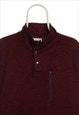 VINTAGE 90'S UNKNOWN JUMPER QUARTER BUTTON FLEECE BURGUNDY