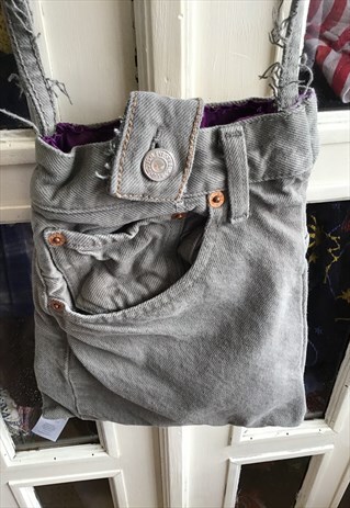 REWORKED VINTAGE GREY DENIM LEVI CROSSBODY BAG