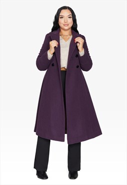 Shannon A-Line Double Breasted Coat (Purple)
