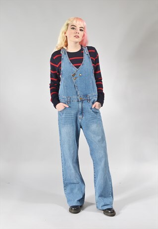 VINTAGE MID BLUE WRAP FRONT DUNGAREES