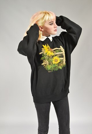 VINTAGE BLACK SUNFLOWER SWEATER