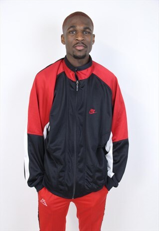 VINTAGE 90'S NIKE BLACK PATTERNED SPORTS JACKET
