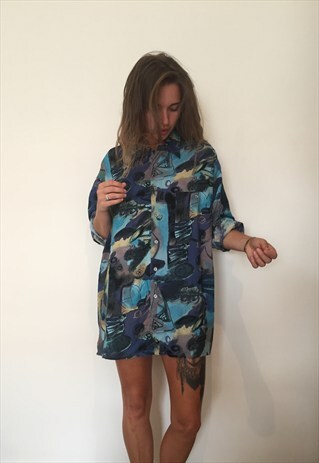 CRAZY PATTERNED VINTAGE RETRO FESTIVAL OVERSIZED SHIRT