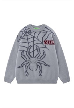 Spiderweb sweater spider jumper Gothic pullover in grey