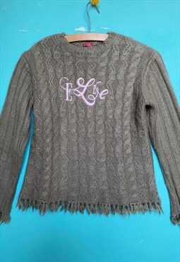 Vintage Y2Y Brown Pink Knitted Jumper ELLE