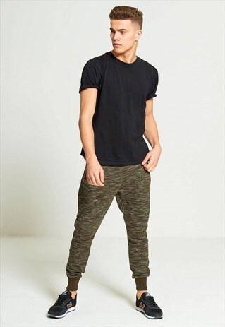 MENS GREEN MARL JOGGING BOTTOMS