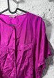 80S BRIGHT PINK LOOSE BUTTON DOWN TOP / BLOUSE - M