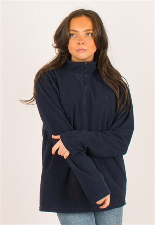 VINTAGE NAVY NORTH FACE QUARTER ZIP FLEECE LARGE
