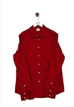 Vintage  Hilfiger denim  Long-Sleeved Shirt Plain Look Red