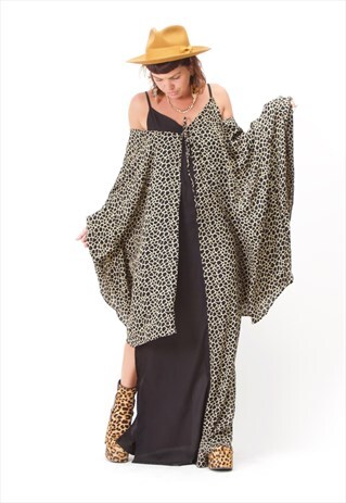 BLACK REPTILE PRINT FRILL SLEEVE TOP/JACKET