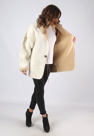 FAUX FUR COAT JACKET VINTAGE SHORT MID UK 14 (CKBS)