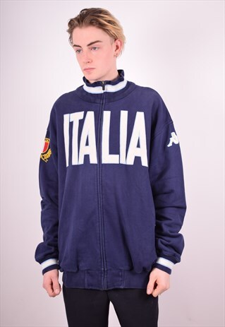 KAPPA MENS VINTAGE ITALIA TRACKSUIT TOP JACKET XXXL BLUE 90S