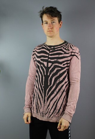 VINTAGE DIESEL SWEATSHIRT PINK ANIMAL PRINTING ALL OVER