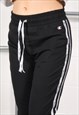 VINTAGE CHAMPION JOGGERS IN BLACK COMFY TRACKIES LARGE