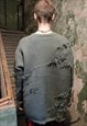 DISTRESSED KNITTED SWEATER RIPPED PREMIUM JUMPER IN GREEN