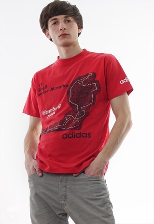 VINTAGE ADIDAS ORIGINALS HAMBRUG MARATHON 1996 90S RED
