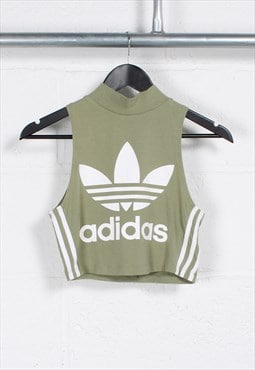 Vintage Adidas Originals Crop Vest in Green Sports Top UK 8