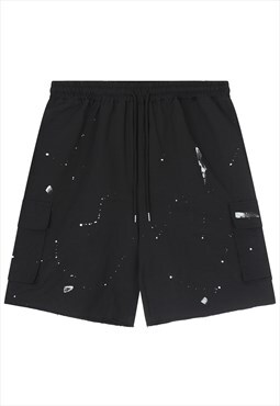 Pant splatter cargo shorts premium utility pants in black