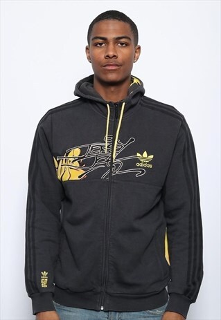 VINTAGE ADIDAS LOGO FULL ZIP HOODIE BLACK