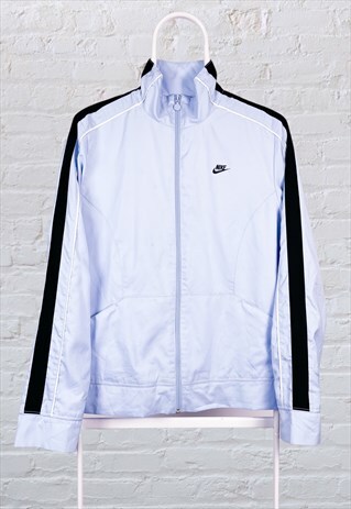 VINTAGE NIKE WOMEN'S TRACK JACKET BLUE LARGE 12-14