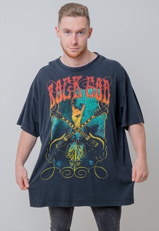 VINTAGE GUITARS GRAPHIC T-SHIRT IN BLACK XXL