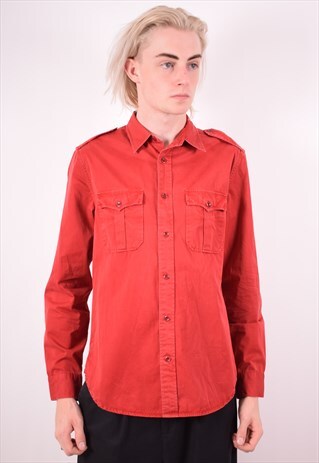 DOCKERS MENS VINTAGE SHIRT SMALL RED 90S