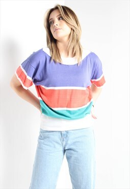 Vintage Jaeger Striped Knitted Top Multi
