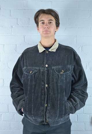 VINTAGE LEE BLACK CORDUROY LINED JACKET