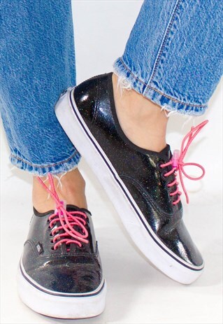 LIKE NEW BLACK GLITTER VANS UK 7