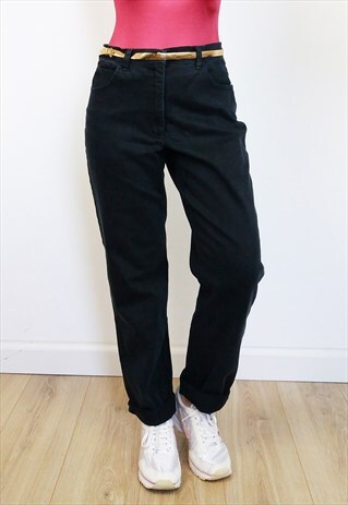JOHN BANER VINTAGE 90'S CROPPED MOM JEANS IN BLACK