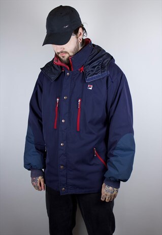 RARE VINTAGE FILA 2 IN 1 PUFFER JACKET IN BLUE