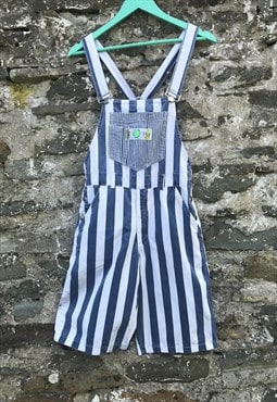 Vintage 80s Striped Dungaree Shorts