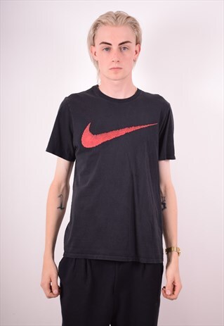 NIKE MENS VINTAGE T-SHIRT TOP MEDIUM BLACK 90S