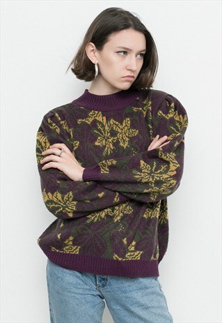 PURPLE FLORAL SWEATER