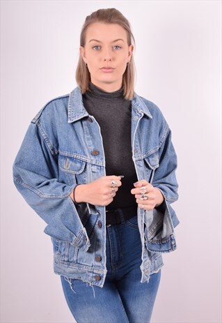 VALENTINO WOMENS VINTAGE DENIM JACKET MEDIUM BLUE 90S