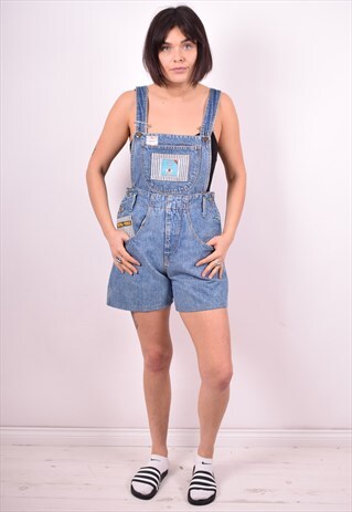 WOMENS VINTAGE DENIM DUNGAREES SMALL BLUE 90'S