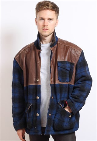 VINTAGE LEATHER WOOL JACKET