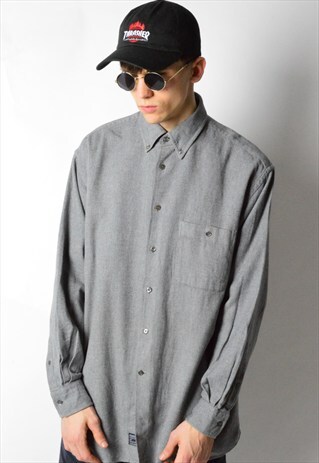 VINTAGE 90S MINIMALIST GREY LONG SLEEVE SHIRT