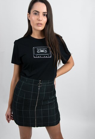 'CHECK' ZIP PLAID MINI SKIRT