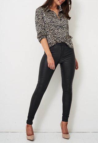 ALANA BLACK COATED HIGH RISE SUPER SKINNY JEANS