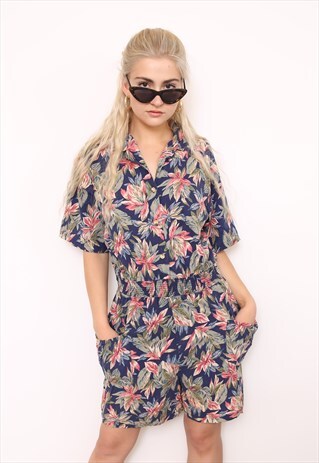 VINTAGE 80S HAWAIIAN FLORAL PLAYSUIT