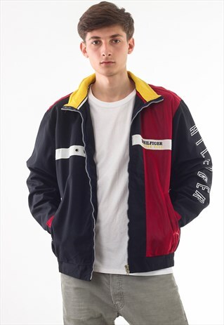 VINTAGE TOMMY HILFIGER SAILING GEAR SHELL WINDBREAKER BLACK
