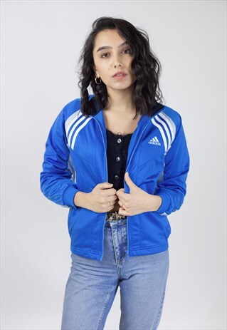 VINTAGE ADIDAS 90'S BLUE/WHITE SPORTS JACKET