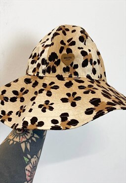 VIntage 90s leopard floral round hat 