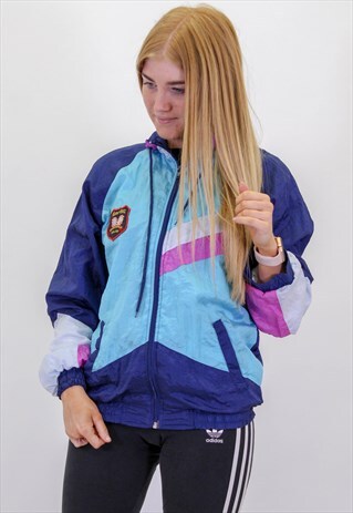 VINTAGE OVERSIZE PATTERN FESTIVAL JACKET IN BLUE MEDIUM