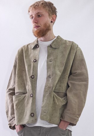 80S VINTAGE MENS BONEVILLE LEATHER SUEDE COAT JACKET