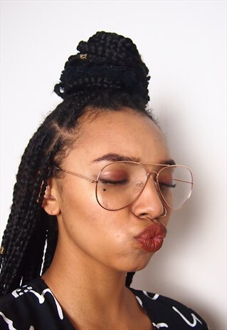 VINTAGE ROSE GOLD CLEAR LENS AVIATOR GLASSES