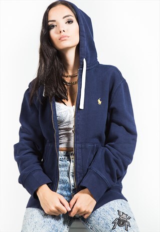 VINTAGE 90S EMBROIDERED POLO RALPH LAUREN HOODIE / S9868