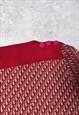 CHRISTIAN DIOR JUMPER SWEATER AUTHENTIC MONOGRAM LOGO RED 